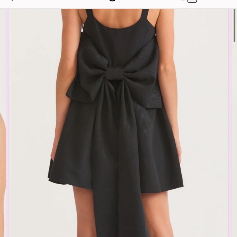Love shack fancy black spin minidress wedding guest  large bow in back size 2 - Picture 3 of 13